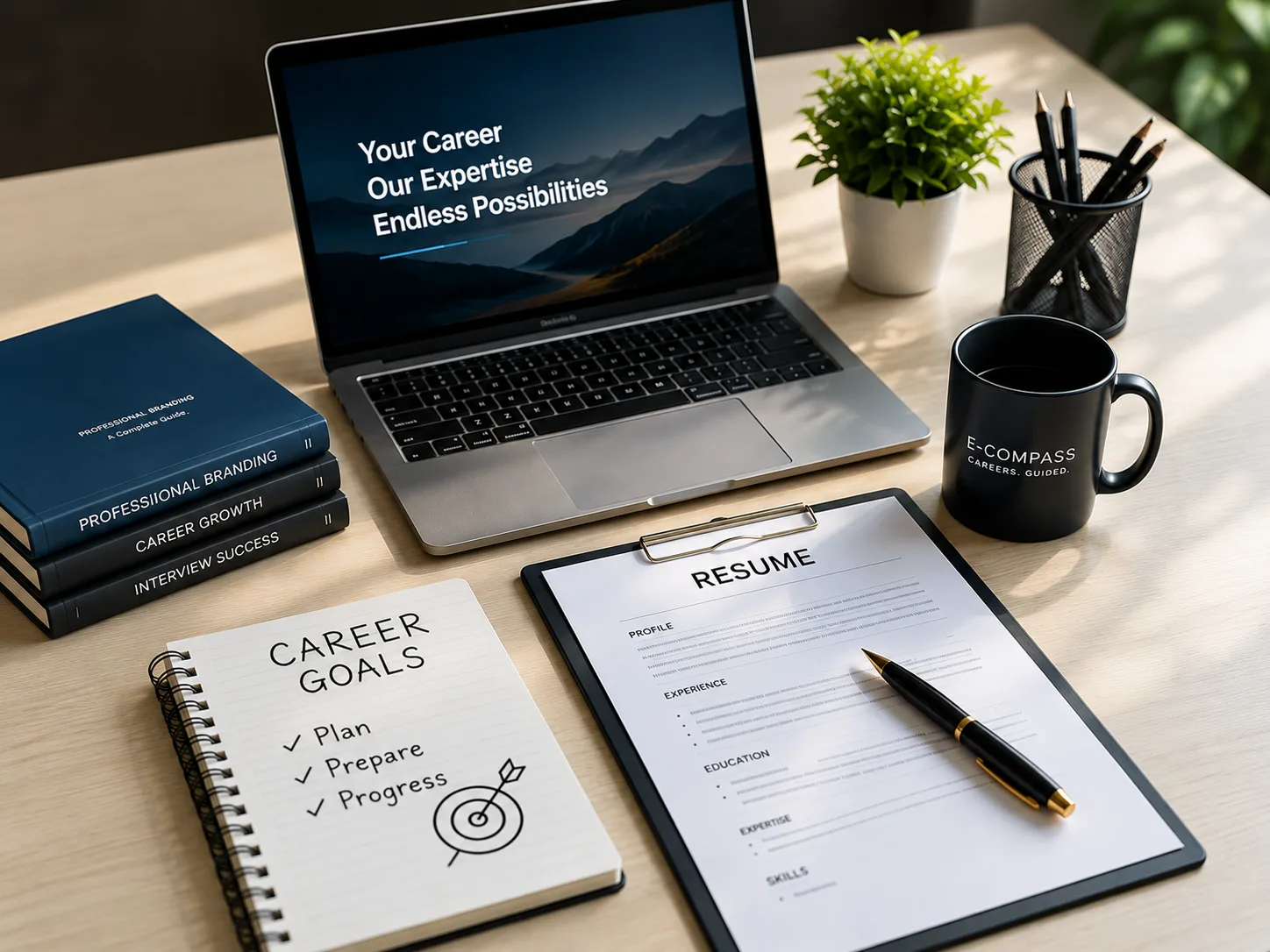 E-Compass career workspace — resume, career goals and professional branding